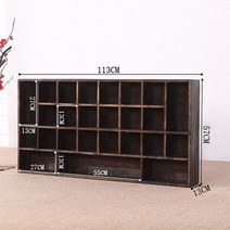엔틱 컵진열장 원목그릇장 미니 찬장 찻장 커피장 차단스, 25칸 라지 (113x57x13cm)