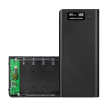 18650 배터리 충전기 케이스 파워 뱅크 DIY 도구 듀얼 USB 배터리 홀더 상자, 검은색