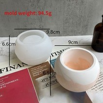 석고 DIY 공 모양의 시멘트 양초 항아리 수제 왁스 상자 콘크리트 화분 냄비 사출 금형 홈 인테리어 공예, L