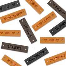 [동대문패션포인트] DIY 영문 이니셜 천연가죽 주문제작 핸드메이드라벨, BK(20개)+DBR(10개)