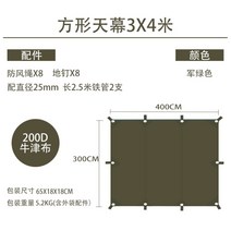 스크린 실타프 버팔로 홀리데이 캠핑그늘막 차박 삼각, 그린 캐노피 3X4M 폴 2.5M
