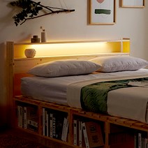 침실 원목 선반 LED 무드등 수납헤드1100x900, 단품