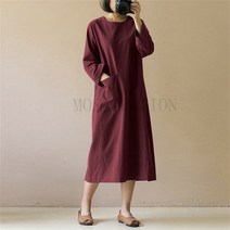 MOSAIRATION 여성 춘추용 긴팔 원피스 빅포켓 일자핏 캐주얼룩 WZB080414
