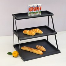 빵 진열 계단식 트레이 제과 쿠키 마카롱 베이커리 3단 선반 매대 진열장 쇼케이스, 블랙 3단 데스크탑 디스플레이 랙 WM-6블랙