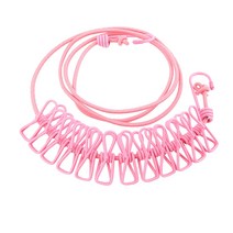 휴대용 여행 빨랫줄 170cm 12 클립 다기능 건조 랙 옷 걸이 옷걸이 철 옷 라인 못, PK