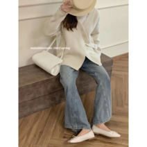 misslala 2022년 신다장인 여성용 사선 가디건, 아이보리