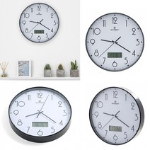 원형벽시계 온도계습도계 실내인테리어소품 벽장식소품 무소음벽시계