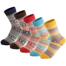 RRiody Warm Socks 5 Pairs Women Wool Socks for Winter Soft and Thick Knit Cozy Crew Socks Christmas