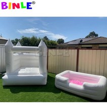 에어바운스 생일 미니 화이트 에어 바운스 하우스 풍선 점프 성 놀이 공 풀 키트 판매, Ball pit 4x7ft