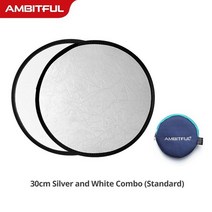 반달마켓 휴대용반사판 사진 촬영 반사판 AMBITFUL- 2 인 1 골드 실버 화이트 30cm 라운드 반사판 야외 및, 01 White and Silver