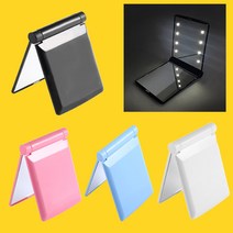 미니 손거울 LED 조명 휴대용 접이식 손거울 사각 화장 메이크업 거울, 784840_블랙