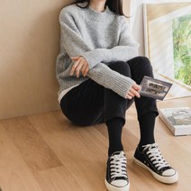 [바보사랑] 여자 배색 리본 매일입는 편한 스판 배기 팬츠