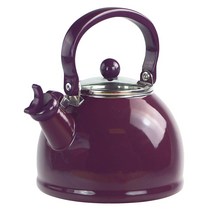 Calypso Basics 휘슬링 티케틀 with 글래스 리드 일반주전자, Plum, 2.1L