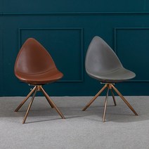 스코나 카마스 올 천연 면피 가죽 회전 식탁 의자, 브라운