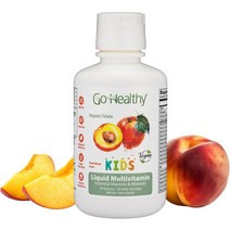 멀티비타민 어린이 유아를 위한 Go Healthy 종합비타민 - 비건 액체 면역 지원 보충제 유기농 엽산 비타민 및 미네랄 20가지 과일 야채 프리바이오틱 글루텐 프리 32회분