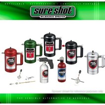 Sure Shot 8000PL16 Oz. 모델 B 스프레이 레드 외관 Viton® 씰 및 무전해 니켈 도금이 있는 컴팩트 알루미늄 내화학성 향상