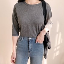 셀러허브 패션 여자 레이어드 이너티 7부소매 라운드 코튼 티셔츠