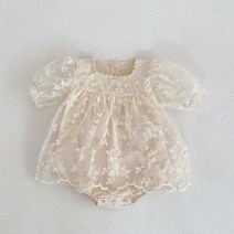 배냇저고리 신생아옷 여아용 레이스 자수 원피스 바디 수트 여름 아기 옷