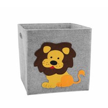 11 인치 큐브 스토리지 박스 만화 동물 펠트 패브릭 바구니 위한 장난감 주, 01 30x30x30cm, 08 lion