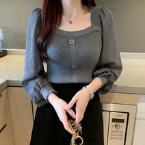 베베티 휴스크 여성용 스퀘어 긴팔티