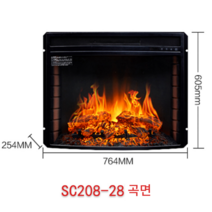 전기 벽난로 히터 불멍 난방 인테리어 매립형 겨울철, SC208-28곡면