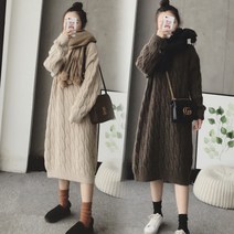가을 겨울 스웨터 원피스 미디엄 롱 나른 루즈핏 가을 겨울 위에 두꺼운 니트 여