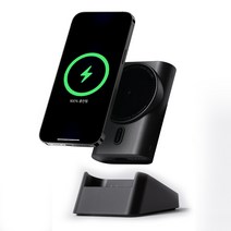 3in1 맥세이프 거치형 보조 배터리 고속 무선 충전기 15w 6000mpa, 누드 블랙