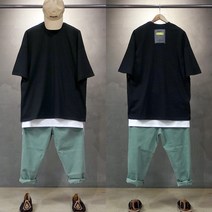 오버홀릭 남자 오버핏 워런티 반팔 티셔츠 남성 면 여름 커플 시밀러룩 빅사이즈