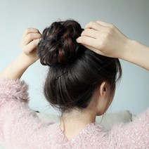 여성 헤어 올림머리 가발 곱창 밴드 똥머리 8개 세트 블랙브라운, 상세 참조, 상세 참조