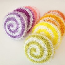 롤리팝 회오리 핸드메이드 손뜨개 폴리 수세미, 오렌지