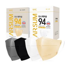 [내일도착] 다나마스크 KF94 에어숨 컬러마스크 대형 100매, KF94 블랙 100매