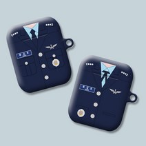 와우박스 주문제작 공군 정복 공무원 유니폼 계급 이니셜 문구 텍스트 에어팟 버즈 무선 이어폰 케이스, 무광 하드케이스, 에어팟(1세대/2세대)