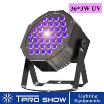 공간빔 UV 라이트 사운드 파티 조명 플랫 블랙 DMX 512 LED 파 바이올렛 스트로보 스코프 디스코 조명 효과 무대 클럽 홈 DJ, 36 UV Light _EU 플러그