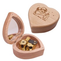 하울의 움직이는 성 오르골 거울 하트 모양의 복고풍 나무 조각 음악 선물 소녀 소년 생일 기념일 어머니의 날 재미있는 삶의 바퀴 삶의 회전 목마 추적, 골든, 단풍