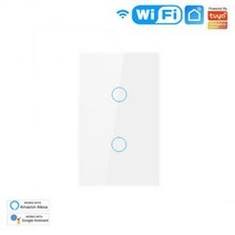 Tuya WiFi 스마트 스위치 EU/US 1/2/3/4 Gang Wall 조명 Alexa Google 홈과 호환되는 터치/음성/APP 원격, 10 US 2-Gang White
