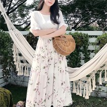 셀러허브 여성패션 [] 투피스느낌 데일리 스모크밴딩 은은한 플라워패턴 원피스
