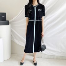 마이시즌 여성 아만다 배색 니트 원피스