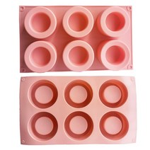 DIY 제빵 6 캐비티 오목한 볼록 원형 실리콘 케이크 빵 금형 초콜릿 무스 아이스크림 디저트 베이킹 트레이 소품 도구, [02] Pink