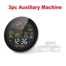 와이파이온도계 시계 온도 및 습도 측정기가 있는 와이파이 스마트 기상 관측 장치 대형 컬러 스크린 습도계 온도계 듀얼 데스크탑 시계, Color-3pc Auxiliary