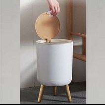 바보사랑 화이트 미니 대용량 뚜껑형 원터치 거실 주방용 휴지통 쓰레기통(7l).베이비글