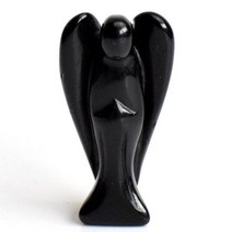 천사상 동상 조각품 천연 차크라 석영 자수정 호랑이 눈 돌 조각 크리스탈 레이키 -130, Black Obsidian