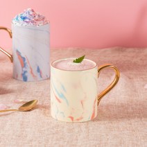 까사무띠 이태리 골드링 마블 머그컵 350ml 9color, 레몬그레이