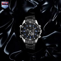 2020 패션 시계 남자 시계 브랜드 TVG 듀얼 디스플레이 쿼츠 시계 스테인레스 스틸 패션 100M 방수 다이빙 시계