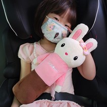 바비즘 래빗타이거 유아 아동 어린이 키즈 차량용 안전벨트 인형, 래빗핑크