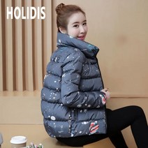 HOLIDIS 여성 겨울 보온 경량 캐주얼 면 코트 코디 작은 키 빅 사이즈 80kg 숏 패딩 트렌디 하이넥 자켓