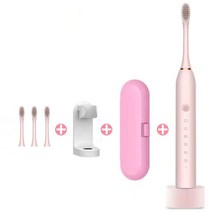 음파전동칫솔 초음파 전동 칫솔 음파 진동 치솔최신 초음파 전동 칫솔 충전식 USB 베이스 6 모드 성인용 IP, 05 pink type 2