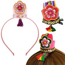 [바보사랑] 미니 복꽃 족두리, 제품선택:색동빨강