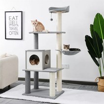 원목캣타워 고양이 귀여운 모던한 설치편한 사이잘 스트레칭 나무타워 Free Shipping Multi-Level Cat Mode, 한개옵션0