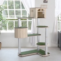 가든하우스타워 고양이 원목 캣폴 캣타워, 하우스 선반형-그레이
