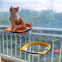 튼튼한 고양이 창문해먹 안전한 윈도우 투명한해먹, 노랑색